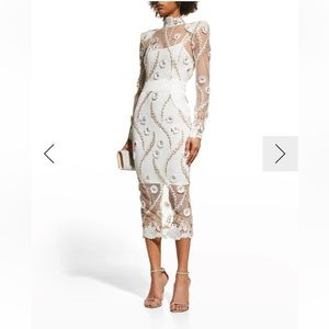 Zhivago White and Gold Midi Dress